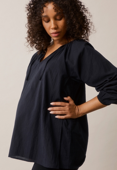 Boho nursing blouse - Almost black - XL/XXL (2) - Maternity top / Nursing top