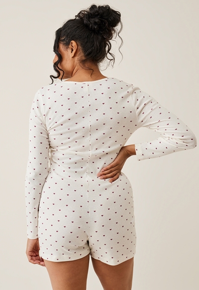 Valentines pajamas - Heart print - XL (4) - Maternity nightwear / Nursing nightwear