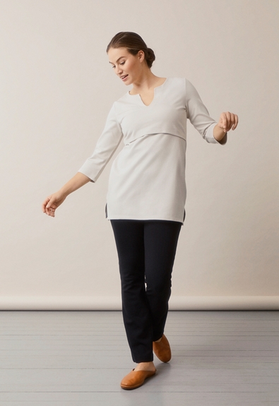 Maternity tunic with nursing access - Oatmeal - S (4) - Maternity clothes