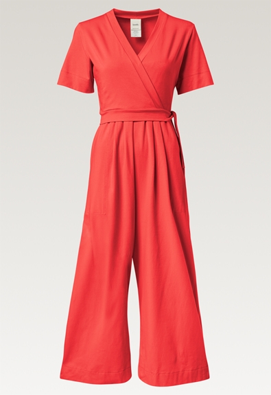 Jumpsuit gravid med amningsfunktion - Hibiscus red - XS (5) - Jumpsuits
