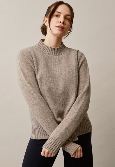 Sesame wool sweater - Sand - L/XL (1) - Maternity top / Nursing top