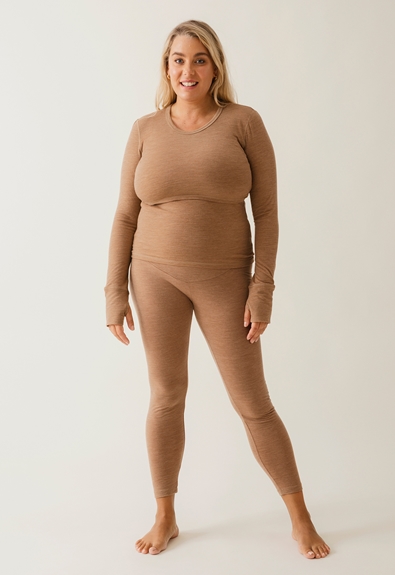 Maternity wool leggings - Brown melange - S (5) - Maternity pants