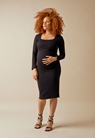 Ribbed maternity dress with nursing access - Black - XL - small (1) 