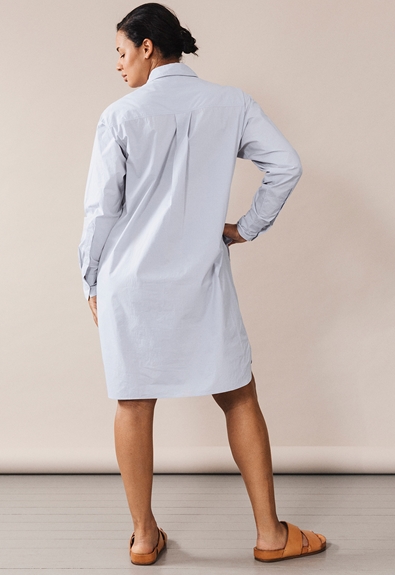Maternity shirt dress with nursing access - Sky blue - XS/S (3) - Maternity dress / Nursing dress