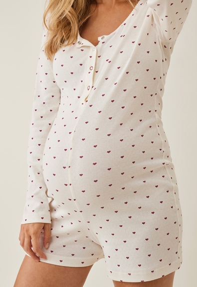 Valentines pajamas - Heart print - XL (2) - Maternity nightwear / Nursing nightwear