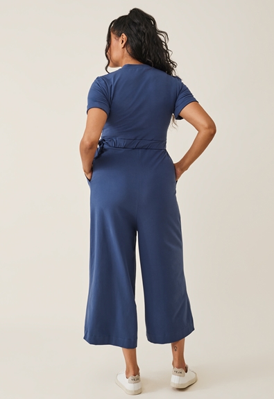Maternity jumpsuit with nursing access - Indigo blue - XL (2) - Jumpsuits