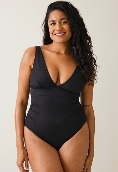 Plunge maternity swimsuit - Black - M (1) - Materinty swimwear / Nursing swimwear