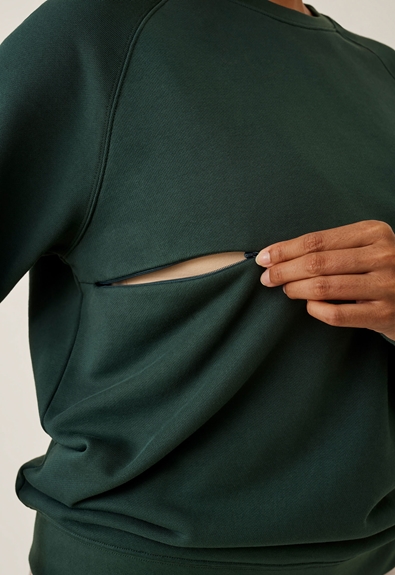 Sweatshirt med amningsfunktion - Deep green - M (4) - Gravidtopp / Amningstopp
