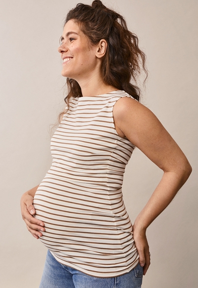 Simone sleeveless top - Tofu/Hazelnut - S (1) - Maternity top / Nursing top