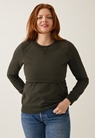 Fleece lined maternity sweatshirt with nursing access - Moss green - M - small (2) 