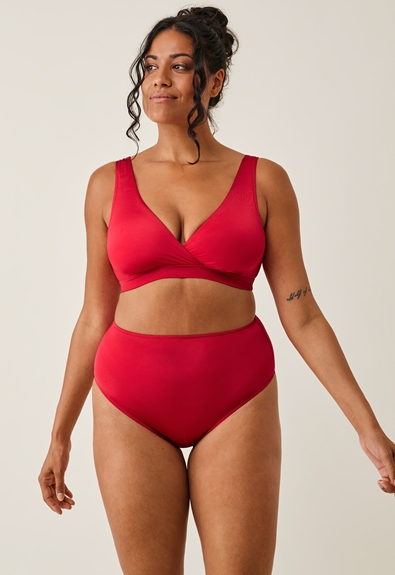 Postpartum Bikini bottoms -  French red - L (1) - Materinty swimwear / Nursing swimwear