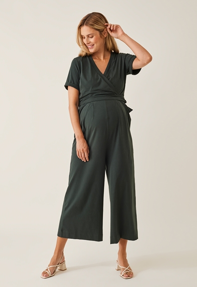 Maternity jumpsuit with nursing access - Deep green - XS (2) - Jumpsuits