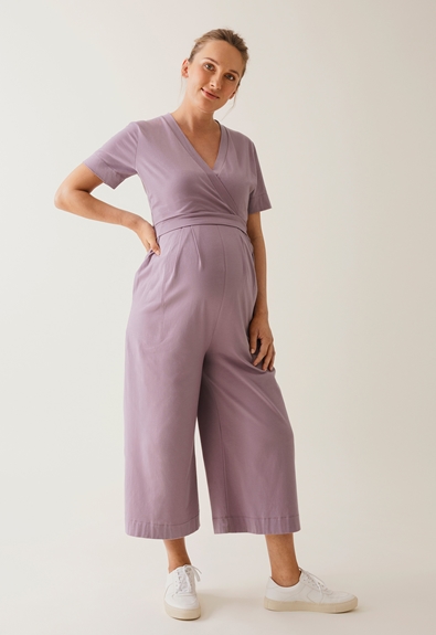 Maternity jumpsuit with nursing access - Lavender - M (4) - Jumpsuits