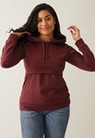 Fleece lined maternity hoodie with nursing access - Port red - S - small (1) 