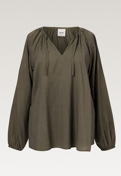 Poetess blouse - Pine green - M/L (7) - Maternity top / Nursing top