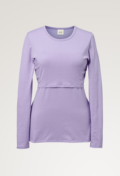 Organic cotton long sleeve nursing top - Lilac - L (5) - Maternity top / Nursing top