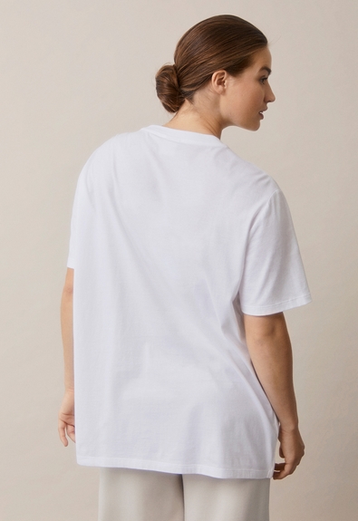 Oversized T-Shirt mit Stillfunktion - Weiß - XS/S (5) - Umstandsshirt / Stillshirt 