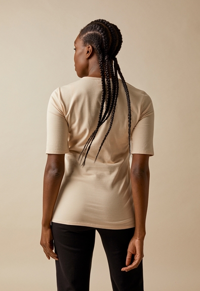 Stillshirt Bio Baumwolle - Tapioca - XL (2) - Umstandsshirt / Stillshirt 
