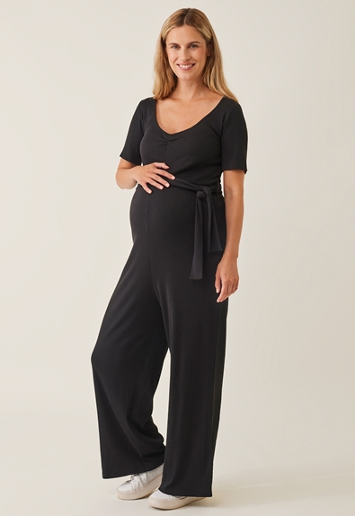 Ribbed maternity jumpsuit - Black - XL (2) - Maternity dress / Nursing dress