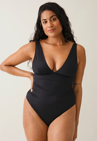 Plunge maternity swimsuit - Black - M (2) - Materinty swimwear / Nursing swimwear