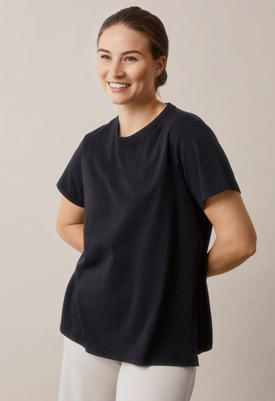 Maternity t-shirt with nursing access - Black - XL (2) - Maternity top / Nursing top