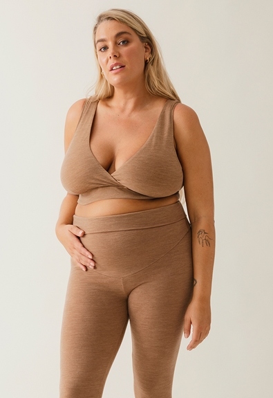 Merino wool nursing bra - Brown melange - L (4) - Maternity underwear / Nursing underwear