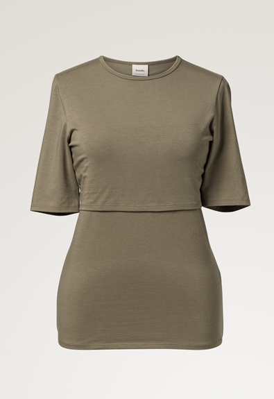 Stillshirt Bio Baumwolle - Green khaki - L (4) - Umstandsshirt / Stillshirt 