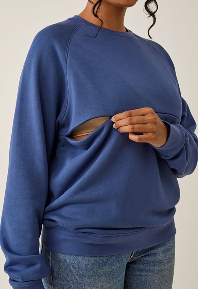 Nursing sweatshirt - Indigo blue - M (4) - Maternity top / Nursing top