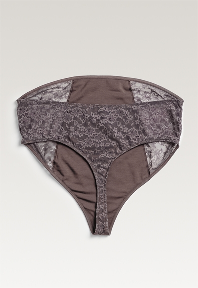 Lace maternity panties - Dark taupe - M (6) - Maternity underwear / Nursing underwear