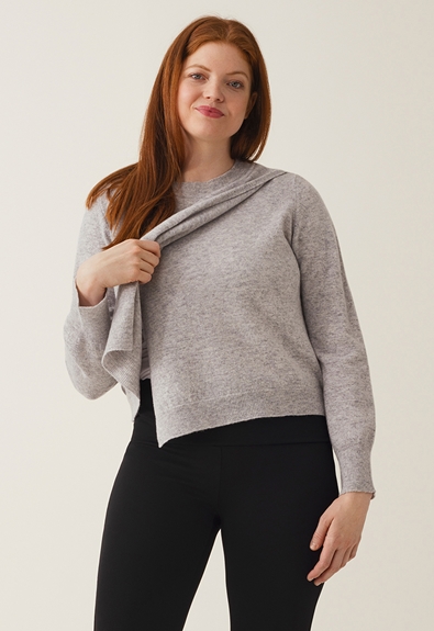Knitted nursing sweater - Light grey melange - M (1) - Nursing wear