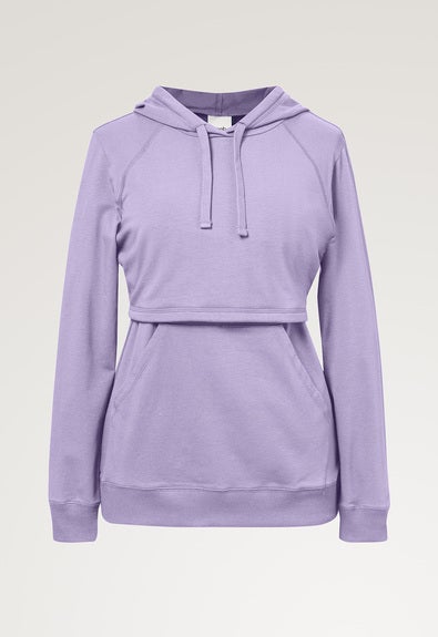 Fleece lined maternity hoodie with nursing access - Lilac - S (5) - Maternity top / Nursing top