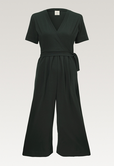 Maternity jumpsuit with nursing access - Deep green - XS (7) - Jumpsuits