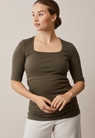 Ribbed maternity top mid-sleeve - Pine green - S - small (2) 