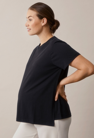 Maternity t-shirt with nursing access - Black - M (3) - Maternity top / Nursing top