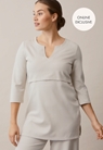 Maternity tunic with nursing access - Oatmeal - L - small (1) 