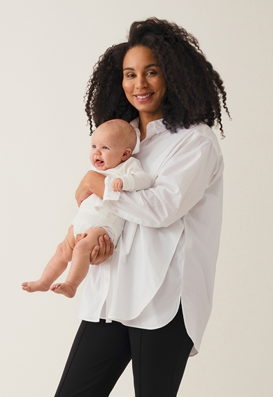 Maternity work shirt with nursing access - White - XS/S (5) - Maternity top / Nursing top