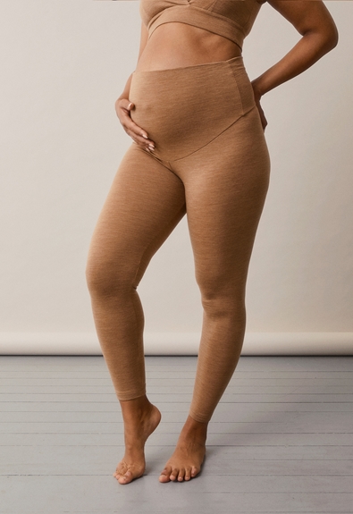 Once-on-never-off Merino wool leggings - Brown melange - XL (2) - Maternity pants