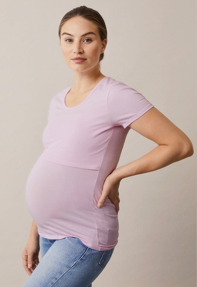 Classic short-sleeved top -Light orchid - M (3) - Maternity top / Nursing top