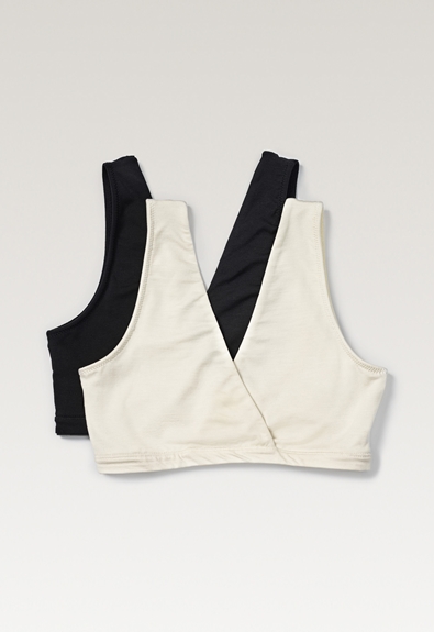 2-pack soft nursing bras - Black & Tofu - L (1) - Maternity underwear / Nursing underwear