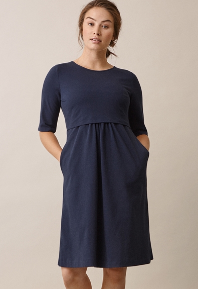Linnea dress - Midnight blue - XL (1) - Maternity dress / Nursing dress