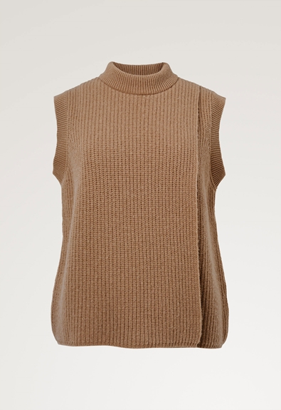 Wool vest with nursing access - Camel - S/M (5) - Maternity top / Nursing top