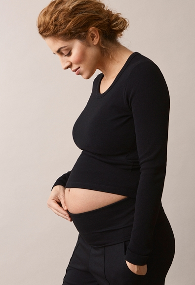 Ribbad gravidtröja med amningsfunktion - Svart - S (3) - Gravidtopp / Amningstopp