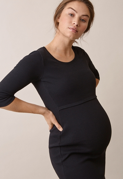 Signe dress with 3/4 sleeves - Black - S (2) - Maternity dress / Nursing dress
