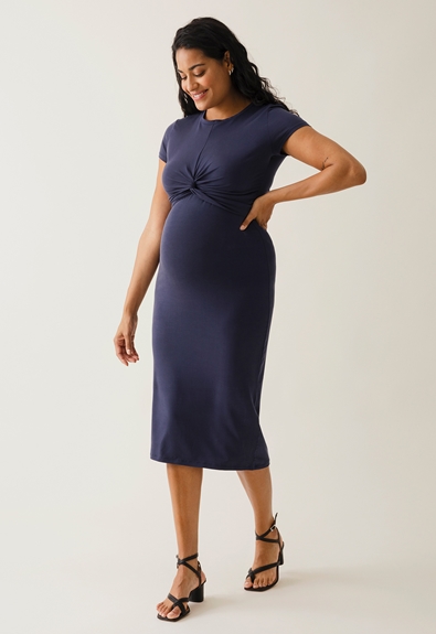 Maternity party dress with nursing access - Navy - L (2) - Maternity dress / Nursing dress