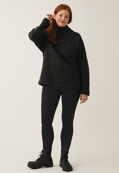 Fleecepullover Wolle - Almost black - L/XL (3) - Umstandsshirt / Stillshirt 