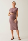 Maternity party dress with nursing access - Dark mauve - L - small (2) 