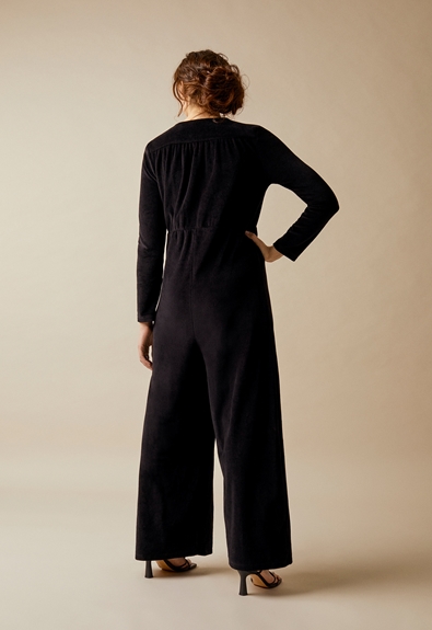 Velour maternity jumpsuit - Black - XL (4) - Jumpsuits