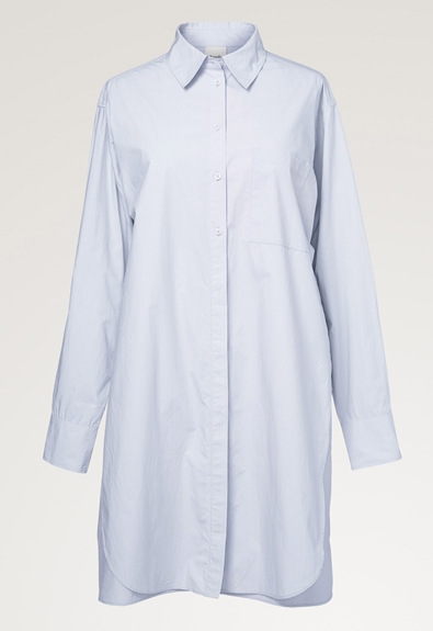Maternity shirt dress with nursing access - Sky blue - XS/S (5) - Maternity dress / Nursing dress