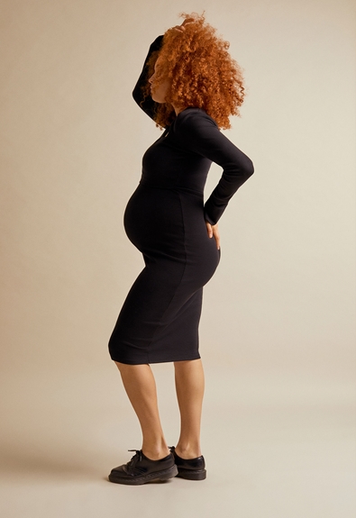 Ribbad gravidklänning med amningsfunktion - Svart - S (2) - Gravidklänning / Amningsklänning