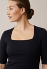 Ribbed maternity dress with 3/4 sleeves - Black - L - small (4) 